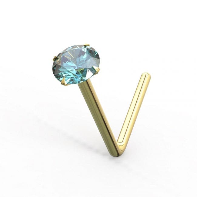 9ct Gold L-Shaped Crystal Nose Stud - Monster Piercing