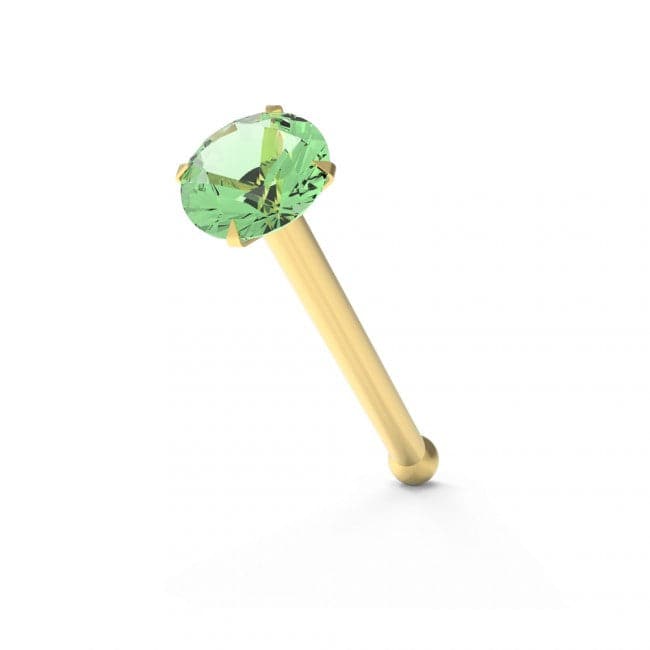 9ct Solid Yellow Gold with Colorful Crystal Stone Jeweled in Prong set Ball End Nose Stud - Monster Piercing