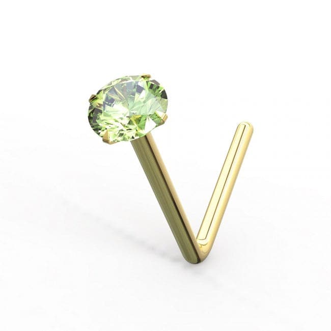 9ct Gold L-Shaped Crystal Nose Stud - Monster Piercing