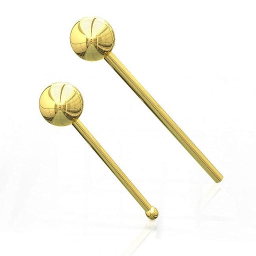 14ct Solid Gold Plain Bead Ball Top Nose Stud - Monster Piercing