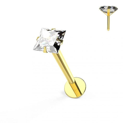 9ct Solid Gold Cubic Zirconia Jewelled Push Fit Stud - Monster Piercing