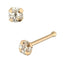 14ct Solid Gold Round Cubic Zirconia Jeweled Ball End Nose Pin Nose Stud - Monster Piercing