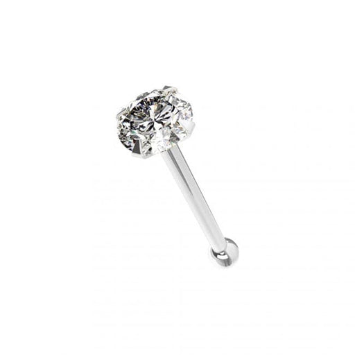 9ct Solid Gold with Clear Round Cubic Zirconia Ball End Nose Stud - Monster Piercing