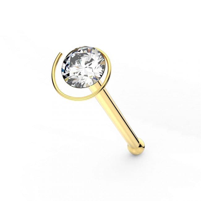 9K Gold Ball End Cubic Zirconia Jeweled Coil Nose stud