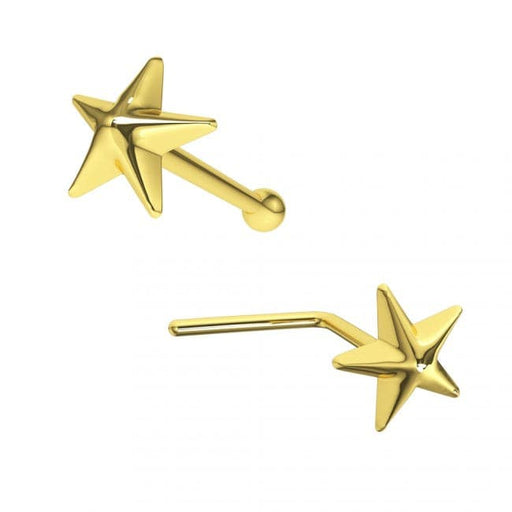 9ct Solid Gold 3D Star Nose Studs - Monster Piercing