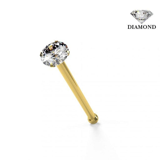 9ct Solid Gold Genuine Diamond ball End Nose Pin Nose Stud - Monster Piercing