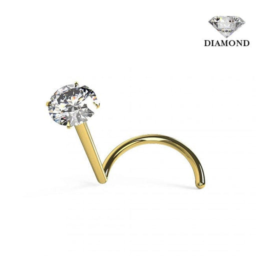 9ct Gold with Genuine Diamond Nose Screw - Monster Piercing