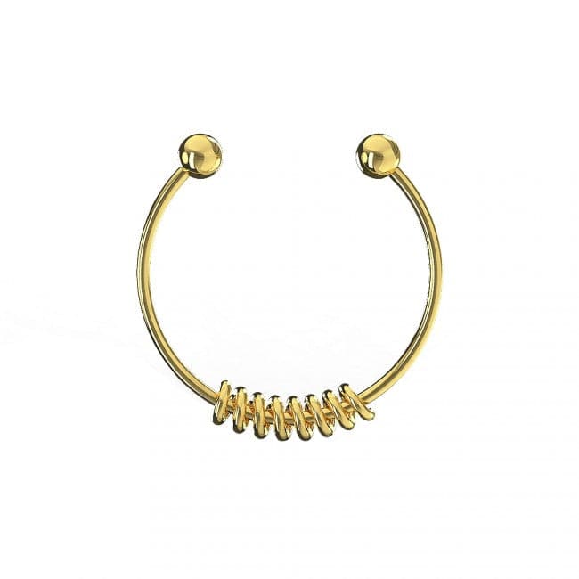 9ct Yellow Gold Circular Spring Septum Ring - Monster Piercing