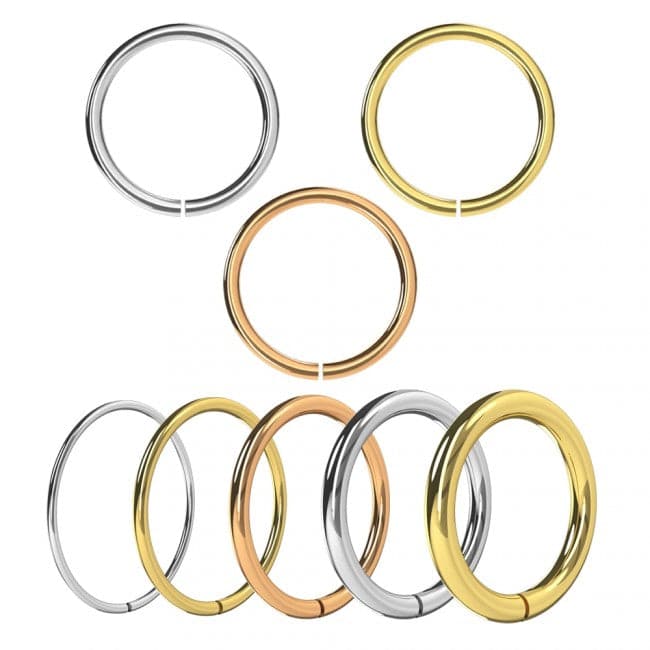 9ct Solid Gold Seamless Continuous Nose Hoop Ring - Monster Piercing