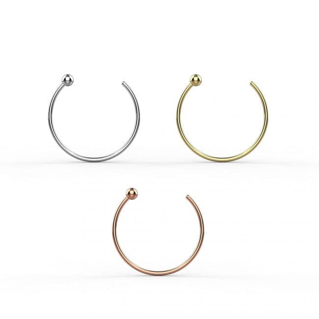 9ct Solid Gold with Ball-End Nose Ring - Monster Piercing