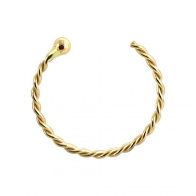 9K Gold Twisted Open Hoop Nose Ring