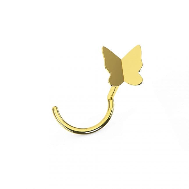 14ct Gold Plain Butterfly Nose Screw - Monster Piercing