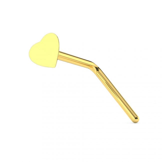 9ct Gold L-Shaped Heart Nose Stud - Monster Piercing