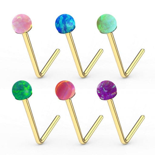 9ct Gold L-Shaped Crystal Nose Stud - Monster Piercing