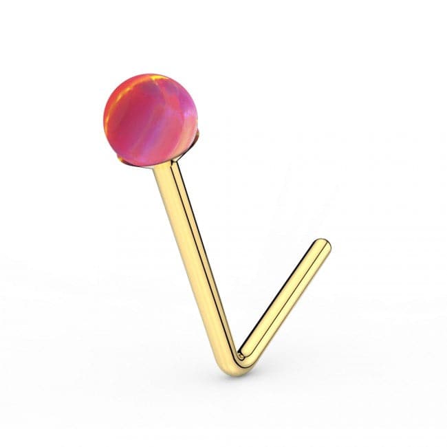 9ct Gold L-Shaped Crystal Nose Stud - Monster Piercing