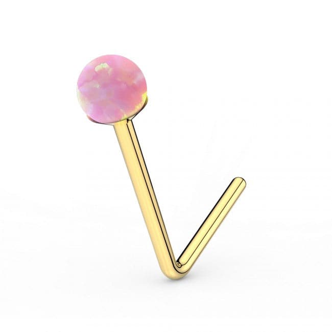 9ct Gold L-Shaped Crystal Nose Stud - Monster Piercing