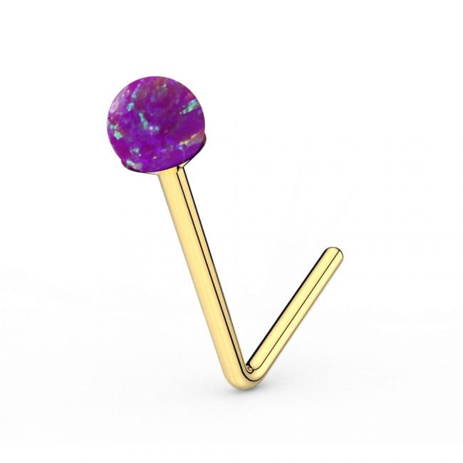 9ct Gold L-Shaped Crystal Nose Stud - Monster Piercing