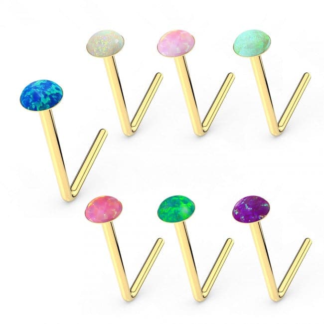 9ct Gold L-Shaped Crystal Nose Stud - Monster Piercing