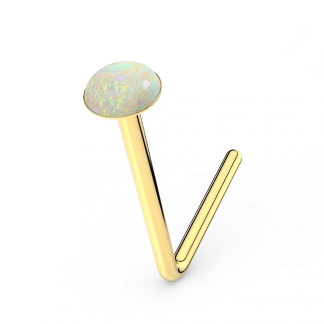 9ct Gold L-Shaped Crystal Nose Stud - Monster Piercing