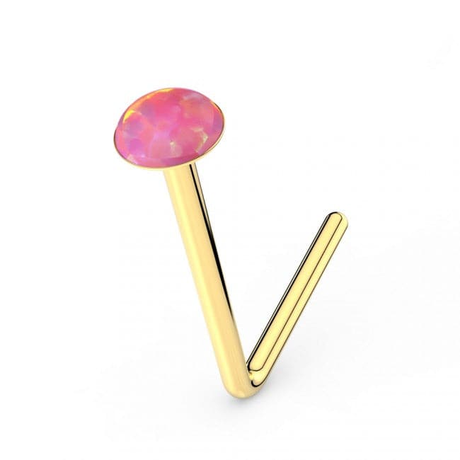 9ct Gold L-Shaped Crystal Nose Stud - Monster Piercing