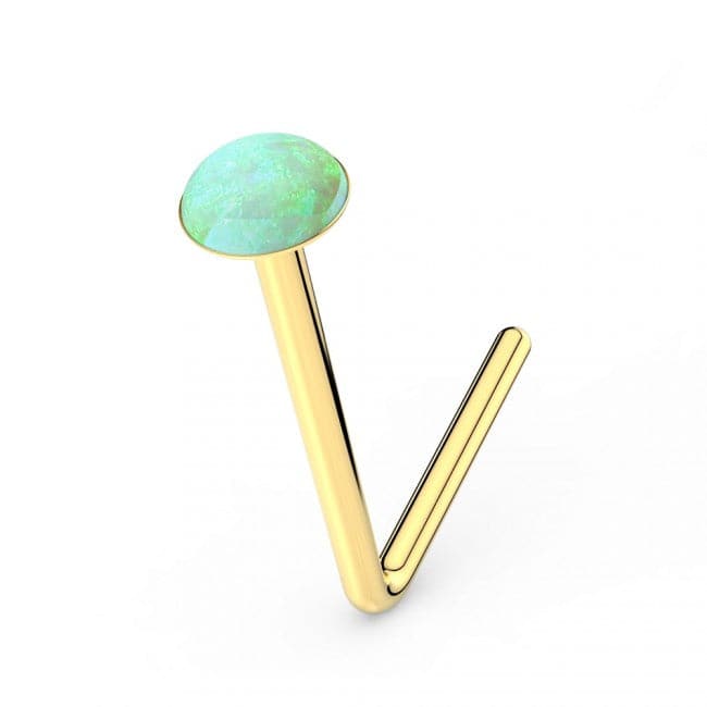 9ct Gold L-Shaped Crystal Nose Stud - Monster Piercing