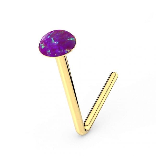 9ct Gold L-Shaped Crystal Nose Stud - Monster Piercing