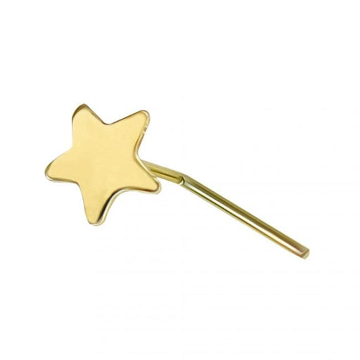 9ct Solid Yellow Plain Star L-Shape Nose Stud - Monster Piercing