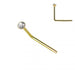 9ct Solid Yellow Gold Round CZ Jeweled L-Shape Nose Stud - Monster Piercing