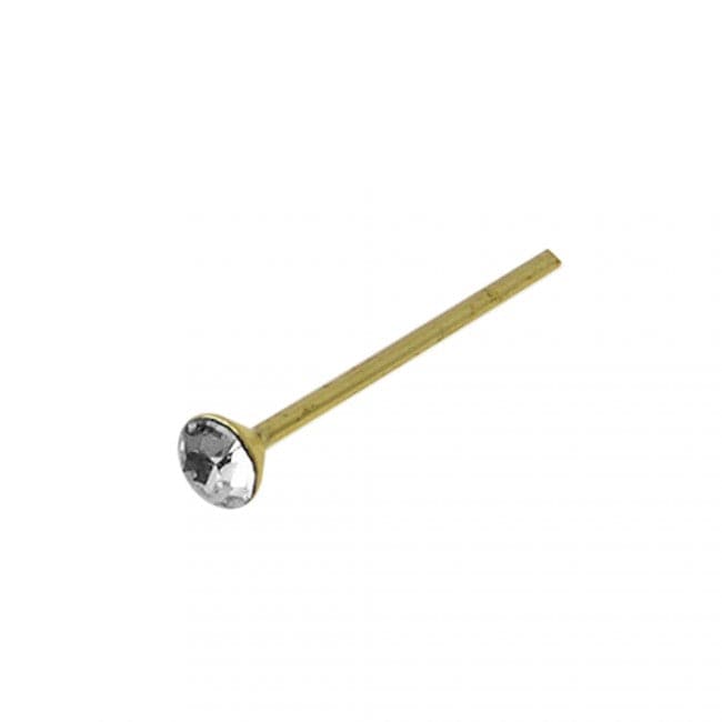 9ct Gold Straight End Jeweled Nose Pin - Monster Piercing