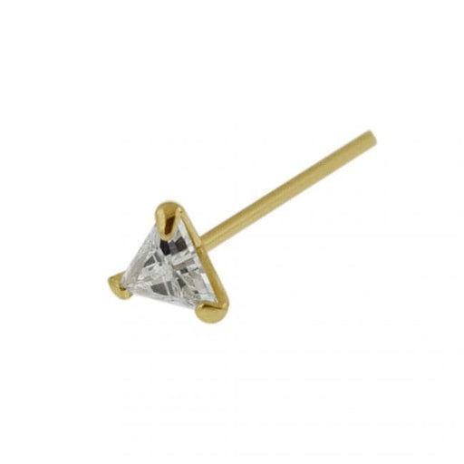 9ct Gold Straight end Tri Angle Jeweled Nose Stud - Monster Piercing