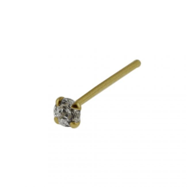 9ct Gold CZ Jeweled Straight Nose Stud - Monster Piercing