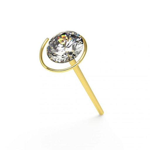 9ct Gold Jeweled Coil Straight Nose Stud - Monster Piercing