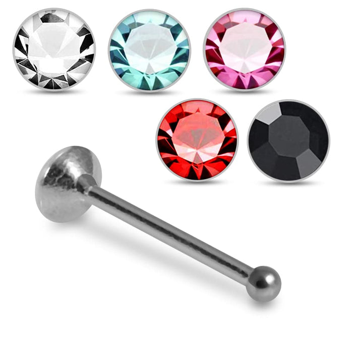 Set of 5pcs Mix 925 Sterling Silver & CZ Ball End Nose stud Box - Monster Piercing