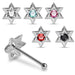 Set of 5pcs  925 Sterling Silver Jewelled Star Nose Bone Set - Monster Piercing