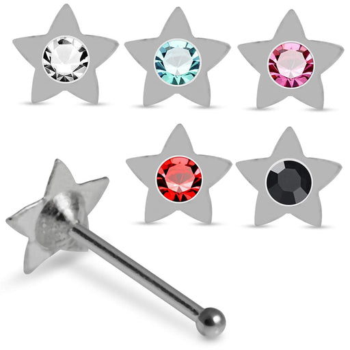 Set of 5pcs  925 Sterling Silver CZ Jewelled Star Nose Bone Set - Monster Piercing