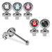 Set of 5pcs  925 Sterling Silver CZ Jewelled Gender Symbol Nose Bone Set - Monster Piercing