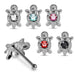 Set of 5pcs Mix 925 Sterling Silver CZ Jewelled Turtle Ball End Nose stud Box - Monster Piercing