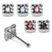 Set of 5pcs Mix 925 Sterling Silver CZ Jewelled Square Design  Ball End Nose stud Box - Monster Piercing