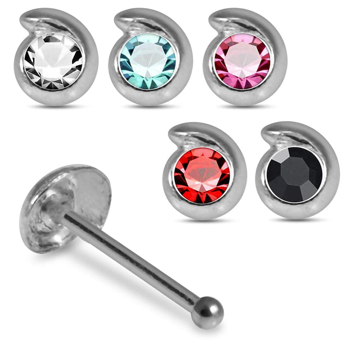 Set of 5pcs  925 Sterling Silver CZ Jewelled   Design Nose Bone Set - Monster Piercing