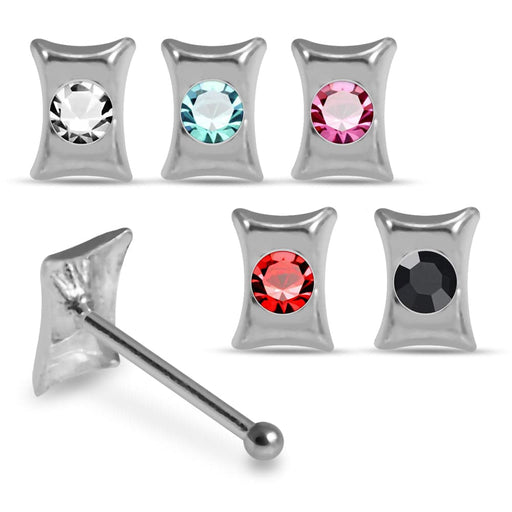 Set of 5pcs  925 Sterling Silver CZ Jewelled Bow Design Nose Bone Set - Monster Piercing