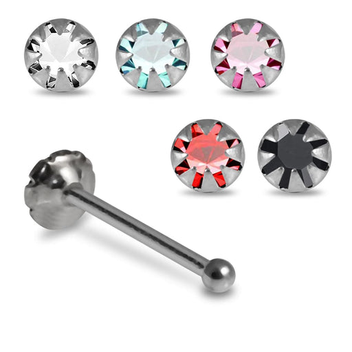 Set of 5pcs  925 Sterling Silver & CZ Jewelled Nose Bone Set - Monster Piercing