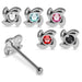 Set of 5pcs Mix 925 Sterling Silver CZ Jewelled Swirl Design Ball End Nose stud Box - Monster Piercing