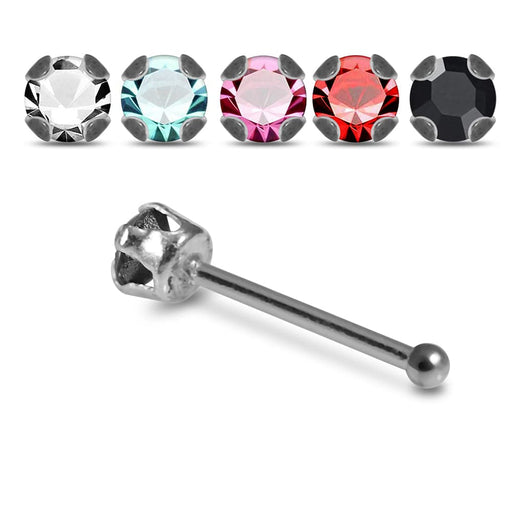 Set of 5pcs Mix 925 Sterling Silver CZ Jewelled Ball End Nose stud Box - Monster Piercing