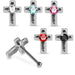 Set of 5pcs Mix 925 Sterling Silver CZ Jewelled Cross Ball End Nose stud Box - Monster Piercing