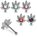 Set of 5pcs  925 Sterling Silver CZ Jewelled Marijuana Nose Bone Set - Monster Piercing