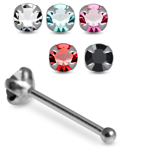 Set of 5pcs Mix 925 Sterling Silver 2mm CZ Jewelled  Ball End Nose stud Box - Monster Piercing