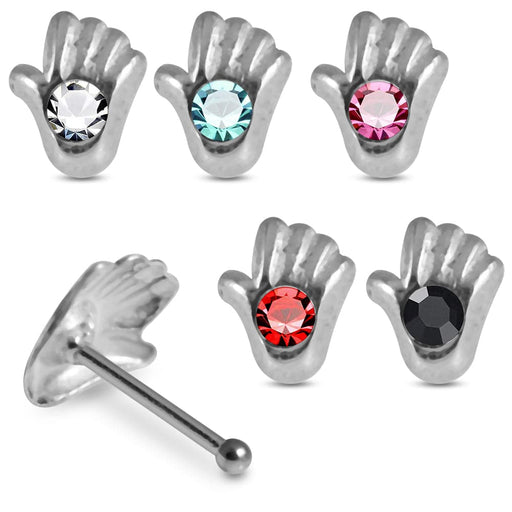 Set of 5pcs  925 Sterling Silver CZ Jewelled Hand   Nose Bone Set - Monster Piercing