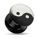 Black Ying Yang Logo With Screw Fit Ear Flesh Tunnel - Monster Piercing