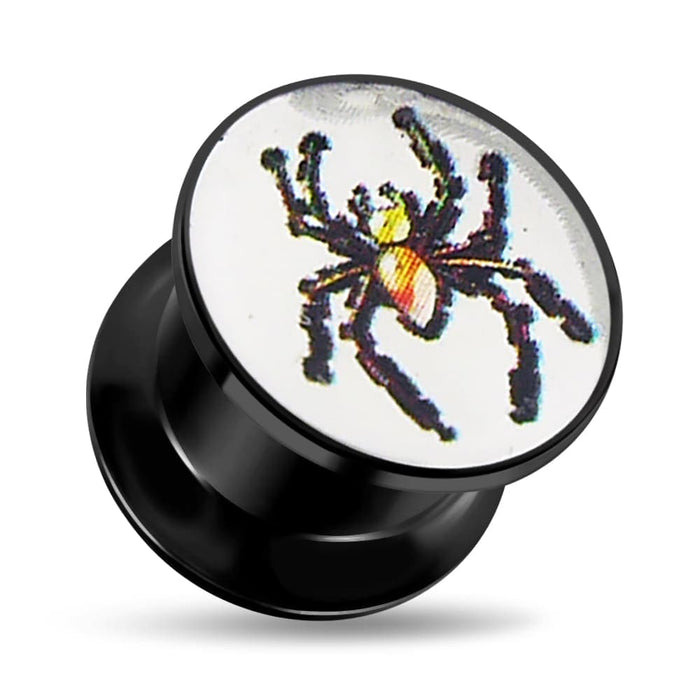 Spider Logo Screw Fit Ear Flesh Tunnel - Monster Piercing