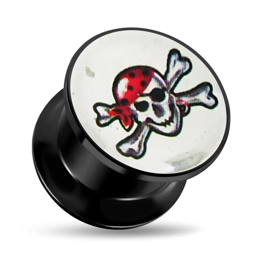 Pirate Crossbone Logo Screw Fit Ear Flesh Tunnel - Monster Piercing